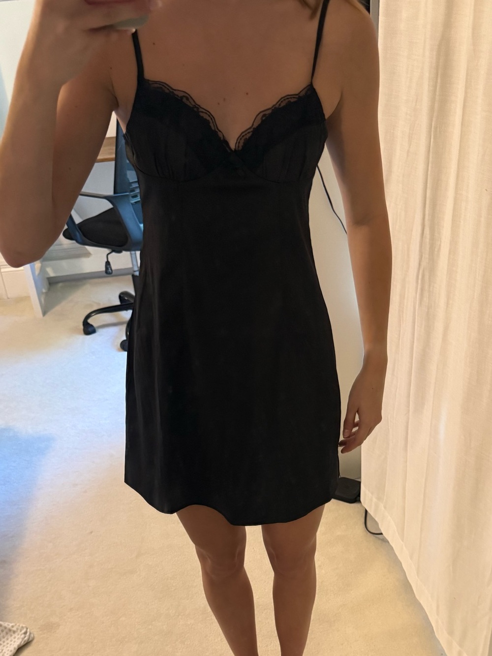 Princess Polly Black Lace-Trim Slip Dress